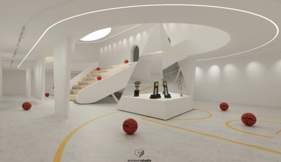Jedno od idejnih rešenja unutrašnjosti Muzeja košarke